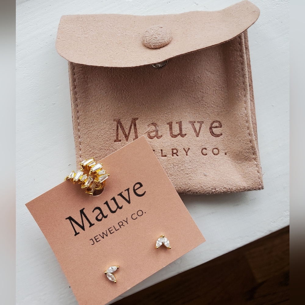 Mauve Co. Audrey Diamond Hoops + Quinn stud earrings